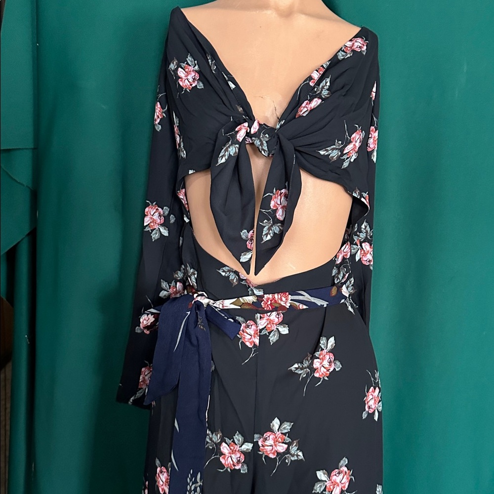 Floral Tie-Front Top and Skirt Set